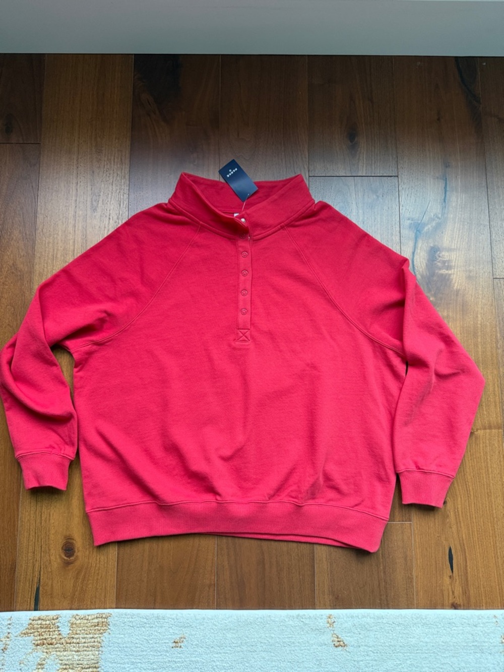 NEW With Tags Parke x Target Snap Mockneck Popover Sweatshirt in Red Size L/XL